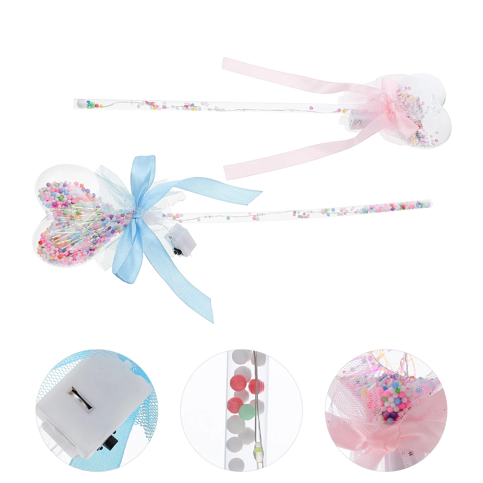 

4pcs Fairy Sticks Glowing Luminous Wands Glow for Kids Party Festival Decor Eco-Friendly Plastic Heart Design Cheer Props