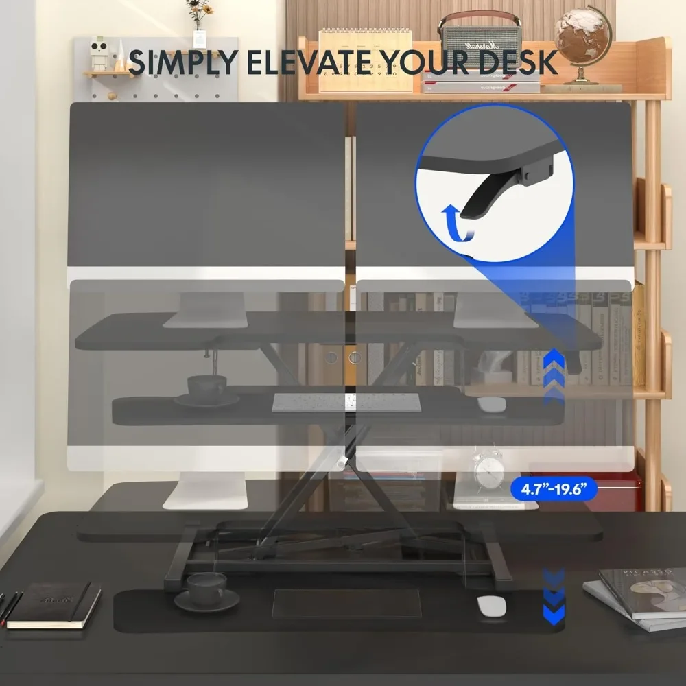 Standing Desk Converter Sit to Stand up Riser Height Adjustable Computer Workstation with Spacious 2-Tier Customized