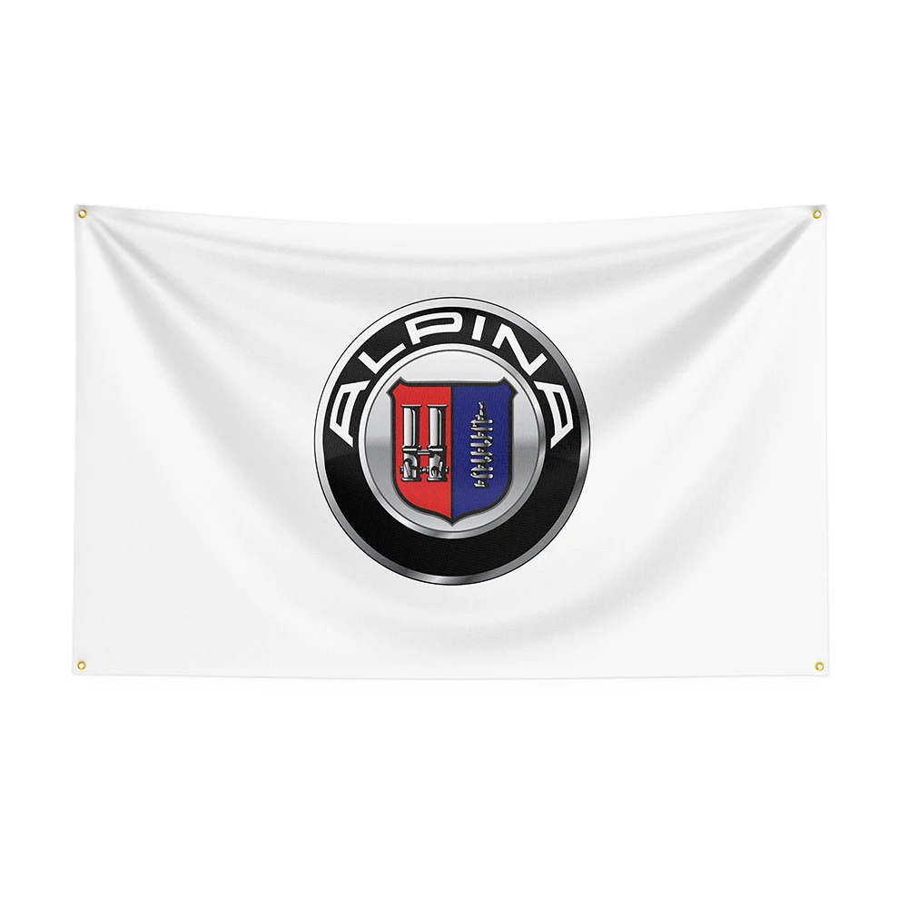 Bendera Alpinas 90x150cm, Banner mobil balap cetak poliester untuk dekorasi