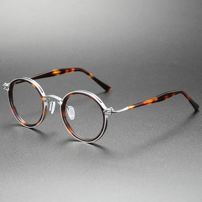 Men's Acetate Titanium Optical Frame Handmade Luxury Eyeglasses Vintage Eyewear with Customizable Myopia & Hyperopia Lenses