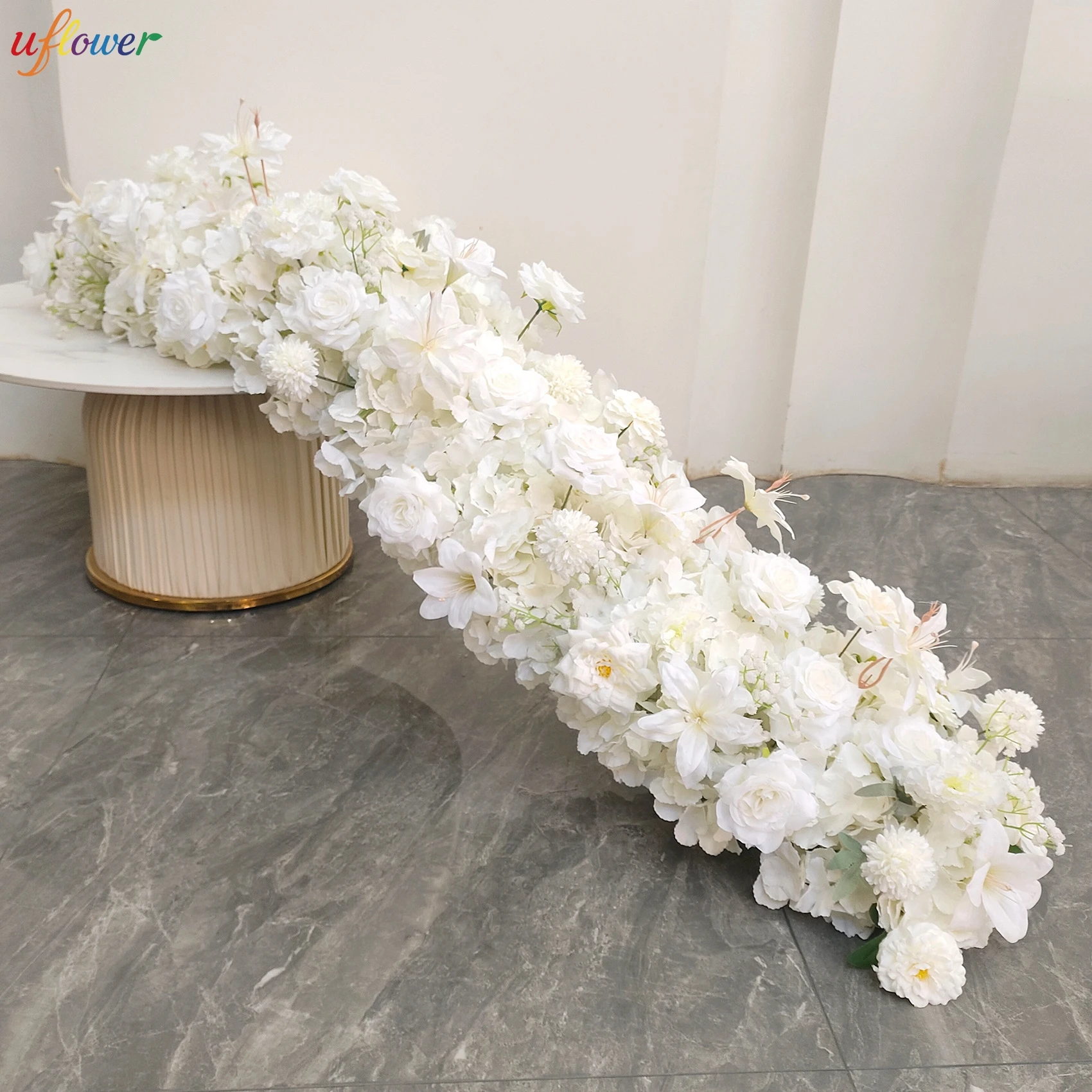 Uflower 100/200cm fleur rangée coureur fleurs artificielles Table pièce maîtresse décoration de mariage fleurs toile de fond mur Arches décor