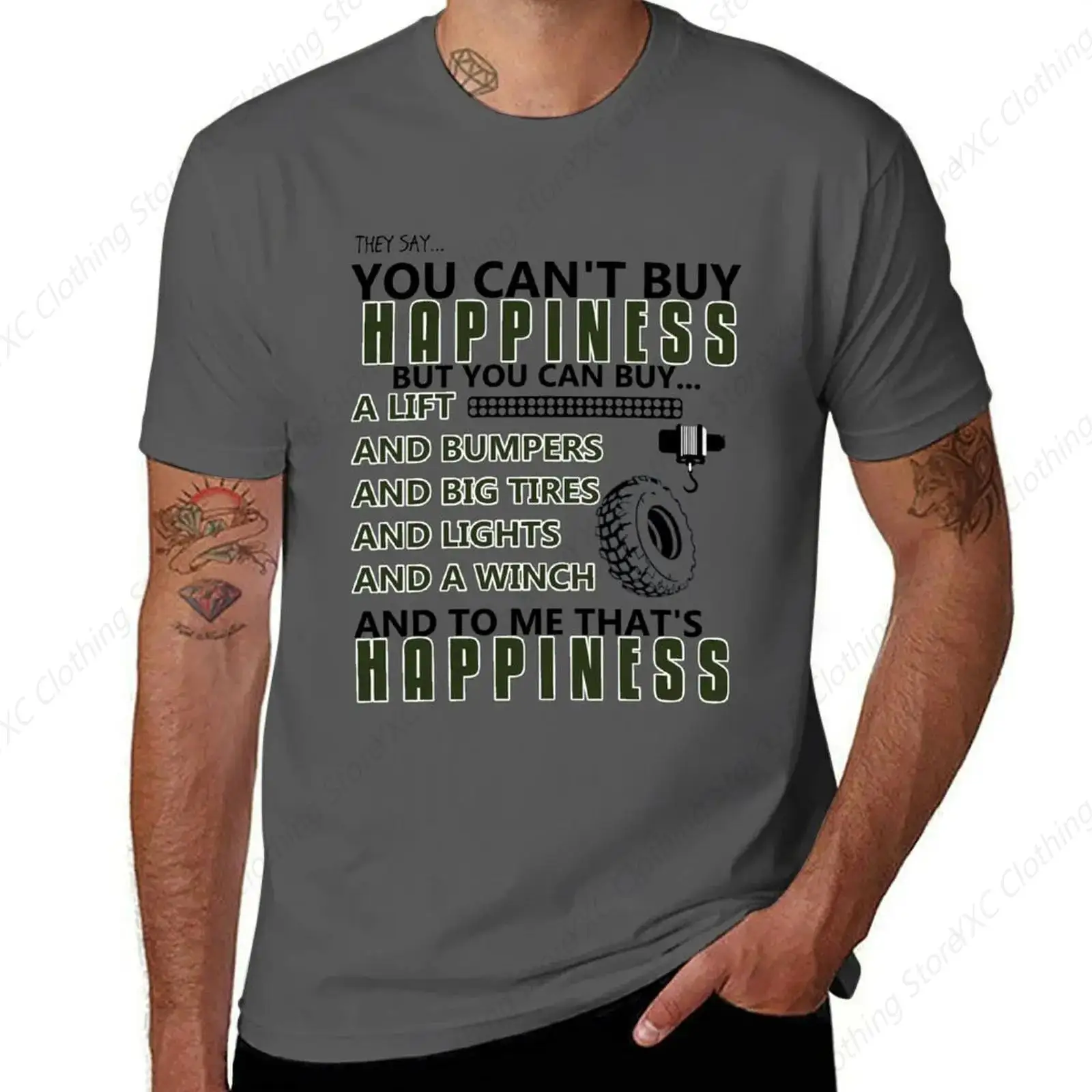 Happiness men's T-shirt- Short Sleeve Crew Neck Soft Fitted Tees S - 6XL Fresh Classic Basic Tshirts