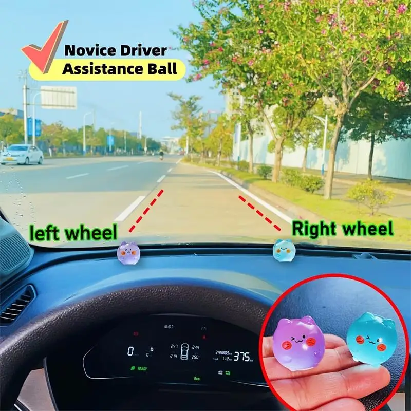 2pcs Driving Alignment Assist Balls Glow-In-The-Dark Stickers Parking Assist Line Stickers Wheel Positioning Stickers Easy Peel