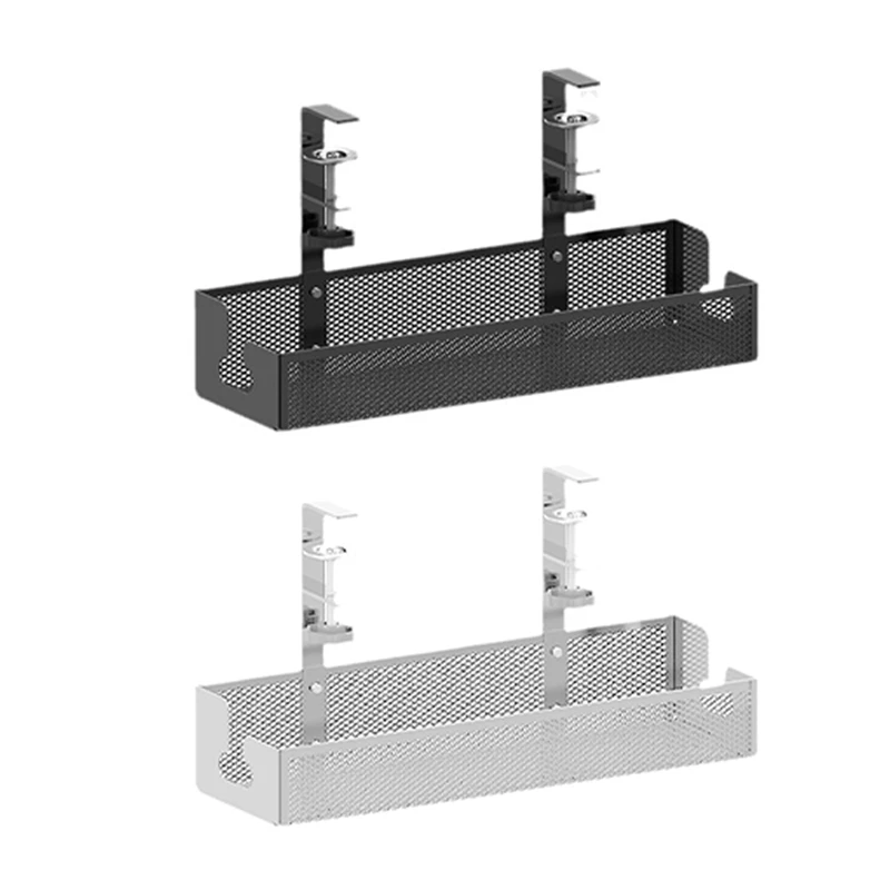 Top-Under Desk Cable Organizer-No Drill Mesh Cable Management Box, High Load-Bearing Wire Holder For Desk Cord Storage