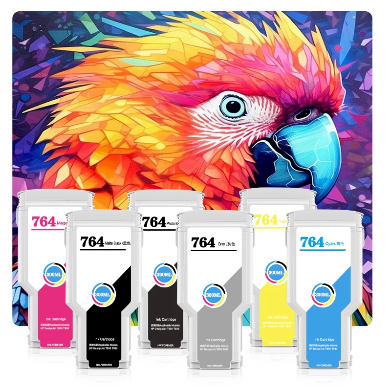 HW.FOREVER For HP High Quality 764 Compatible Ink Cartridge For HP DesignJet T3500 Printer With Dye Full Ink Chip Ink Cartridge