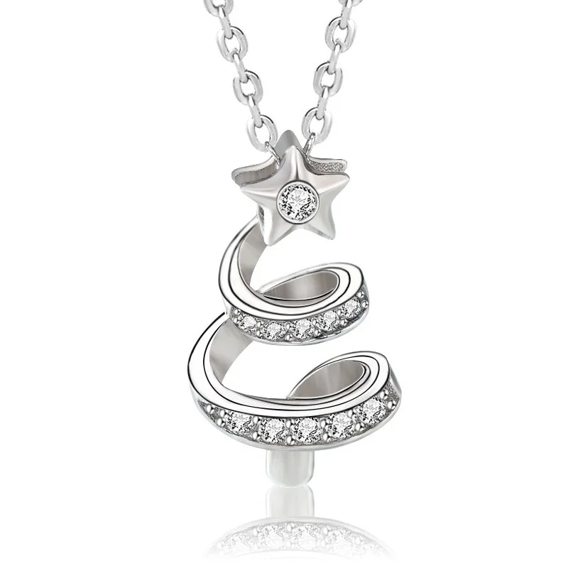 

Sterling silver Christmas tree necklace, women's light luxury high-end sweater chain