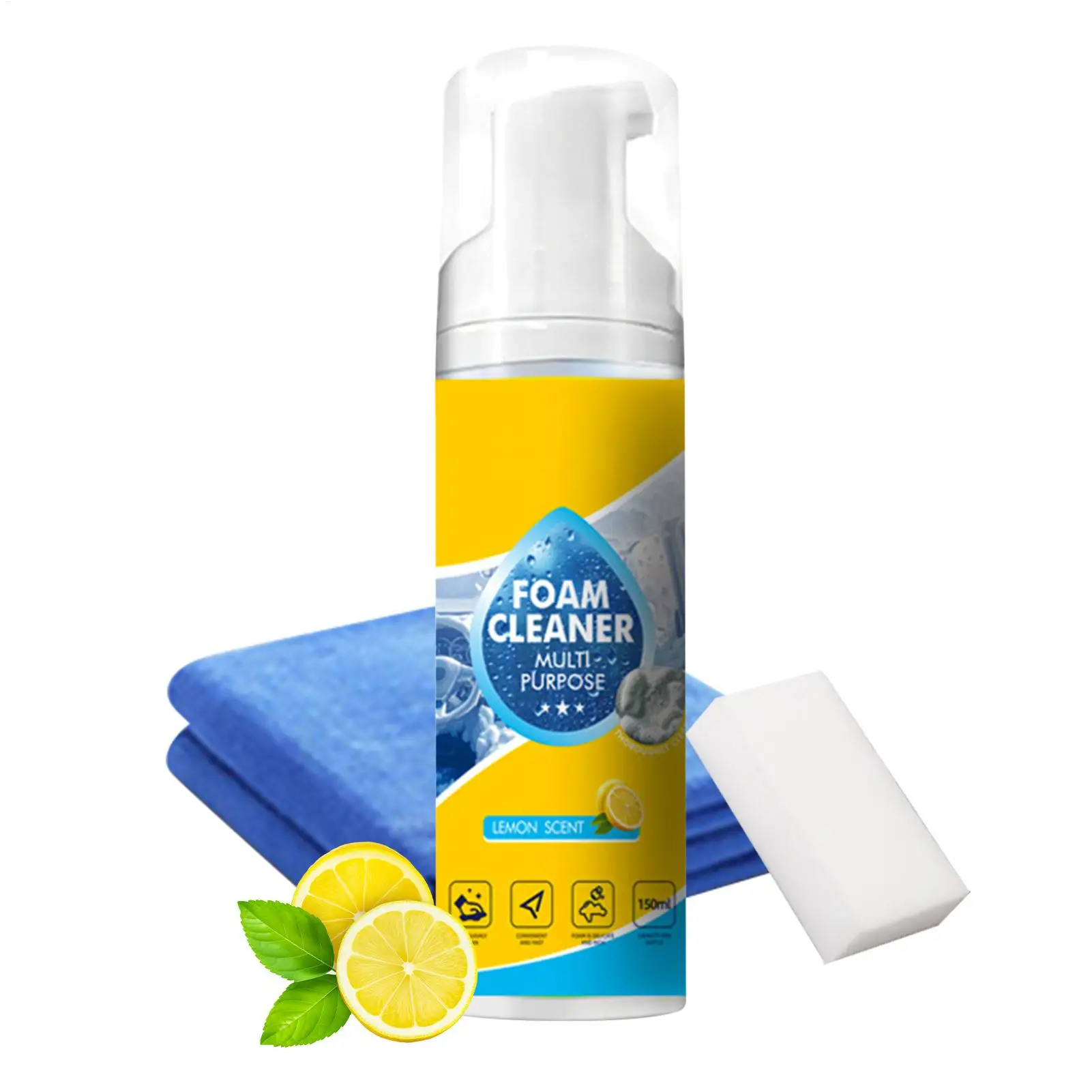 150ml Foaming Bathroom Cleaner Deep Stain Removal Car Interior Foam Cleaner for Home Kitchen Sink Sofa Wall Seat Carpet Mat