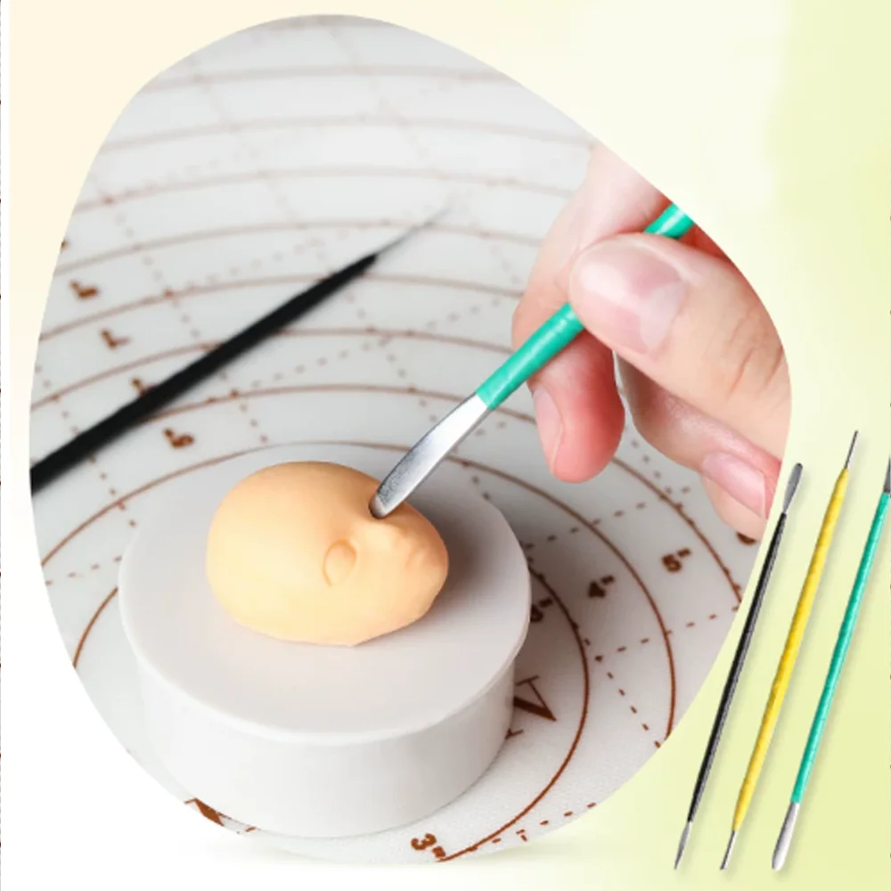 3Pcs Dual-ended Clay Sculpting Tools Set -Eye Opening Knife & Detail Spatula for DIY Craft Stainless Steel Detail Carving