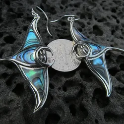 Huitan Personality Manta Ray Shaped Dangle Earrings for Women Newly Designed Ocean Fish Earrings Dance Party Unique Ear Jewelry