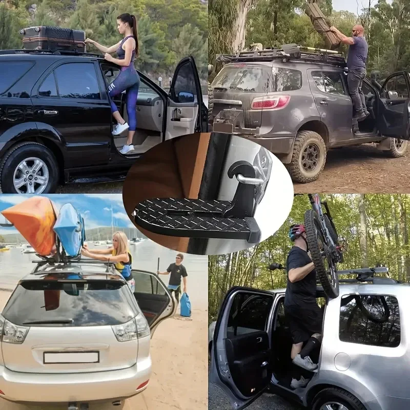Pedal de pie plegable para techo de coche, escalón para puerta de coche, gancho universal multifunción