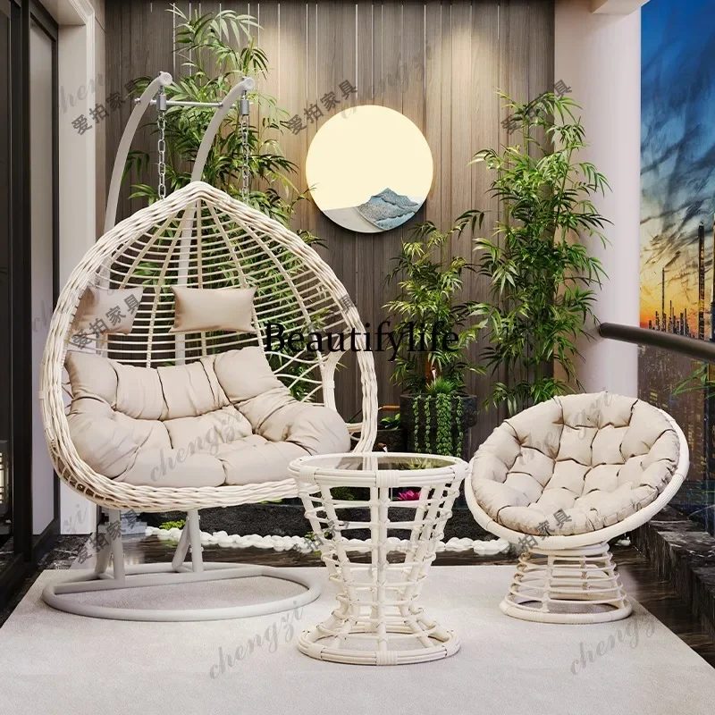 F181 Hanging Basket Rattan Chair Indoor Swing Cradle Hanging Chair Balcony Lazy Chair Outdoor Patio Swing Bedroom