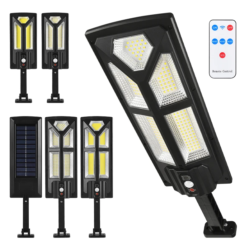 Lampu Luar Ruangan Tenaga Surya 182 SMD COB 3000LM Lampu Keamanan LED dengan Sensor Gerak Remote Control Lampu Tahan Air dengan 3 Mode