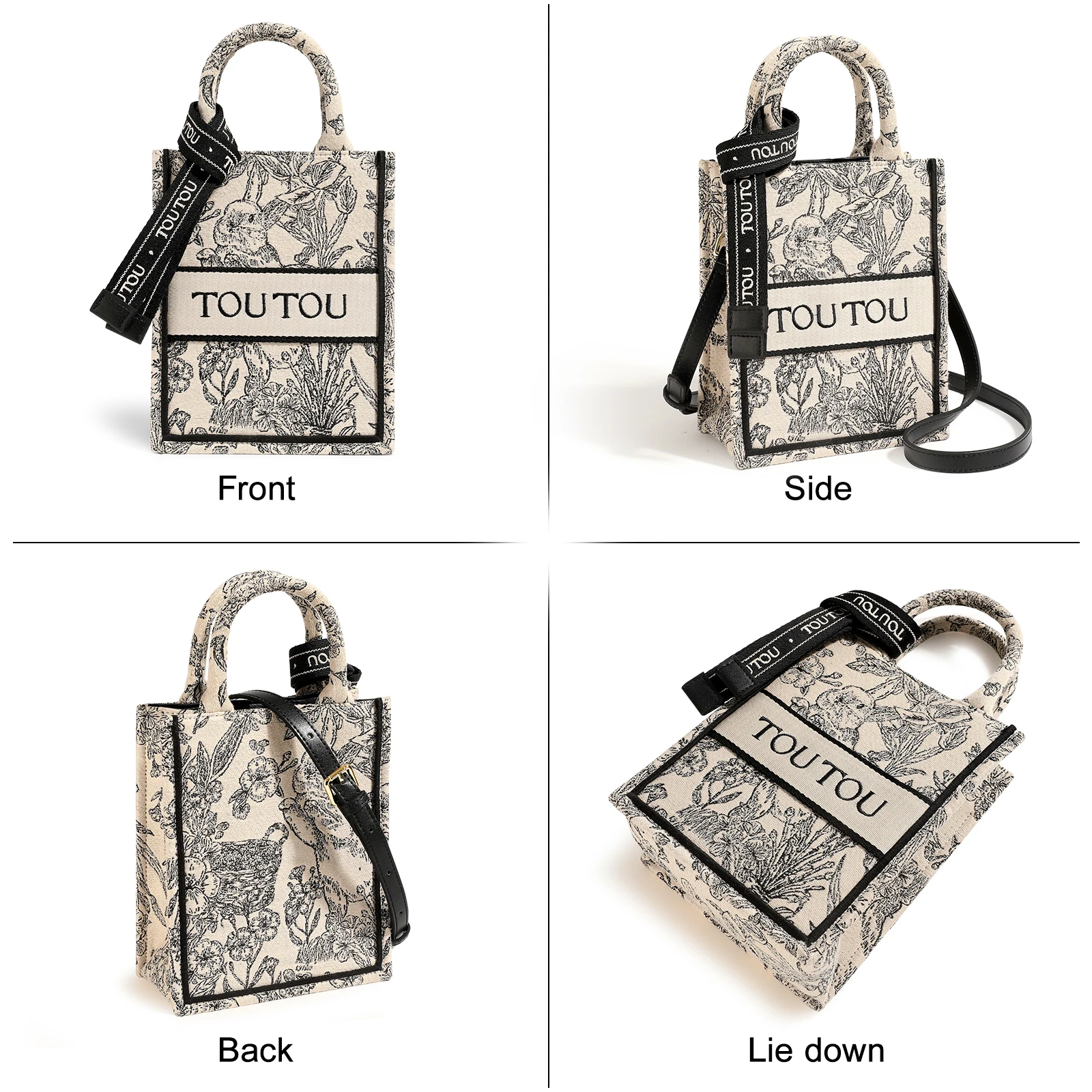 Troutou borsa da donna con tracolla regolabile ricamo borsa Tote portatile verticale Versatile borsa Shopper a tracolla femminile