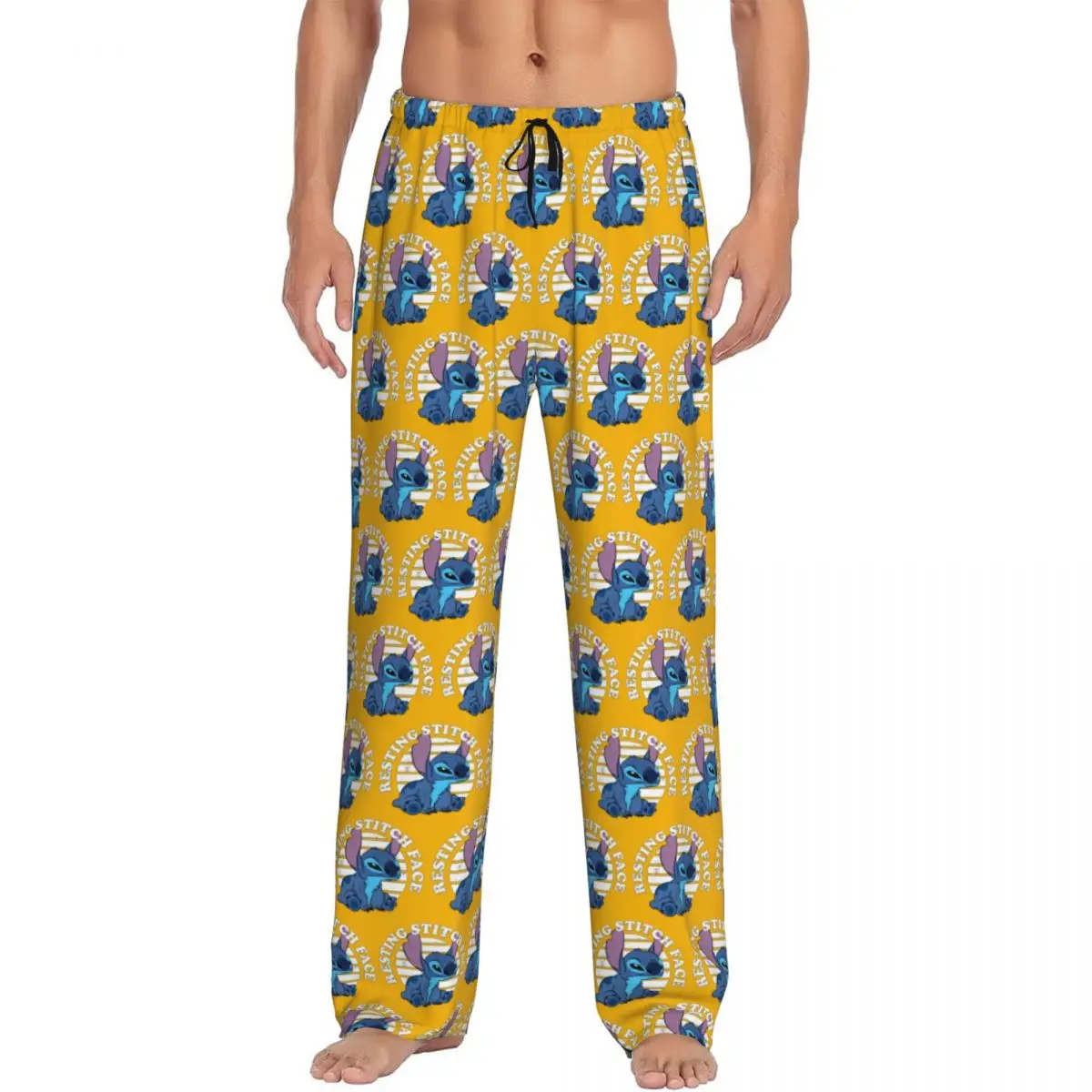 

Men Lilo And Stitch Resting Stitch Face Pajama Pants Custom Printed Sleep Sleepwear Bottoms with Pockets
