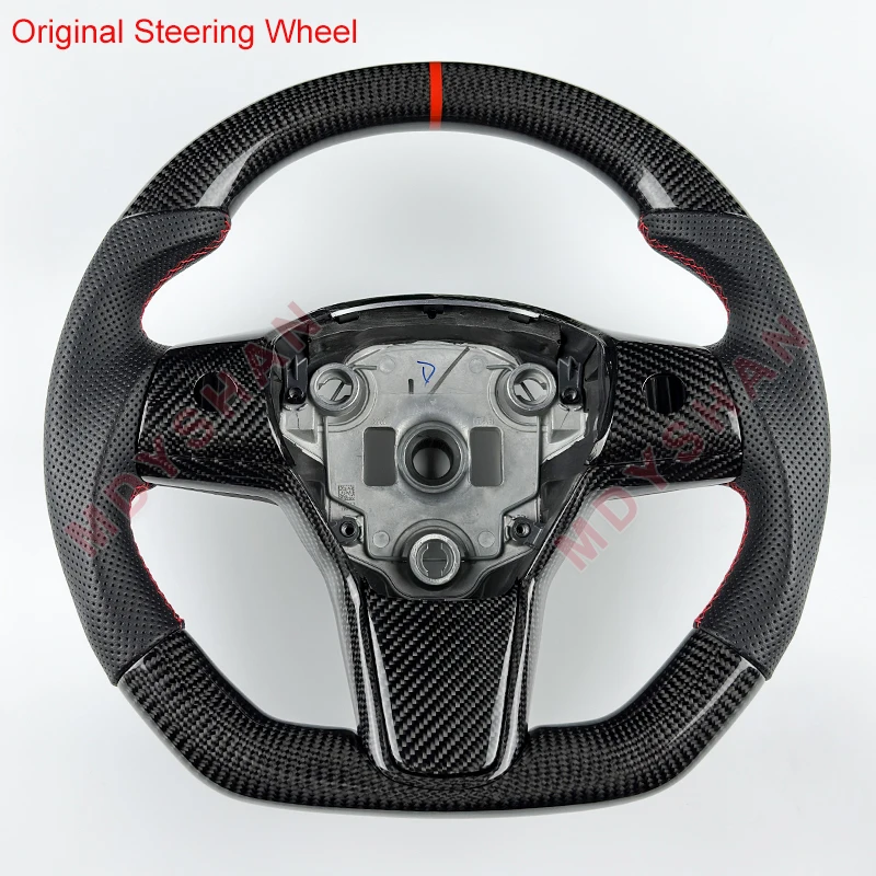 Real Carbon Fiber Steering Wheel for Tesla Model 3 Model Y 2016-2024 High Quality F1 Yoke Sport Wheel Customized