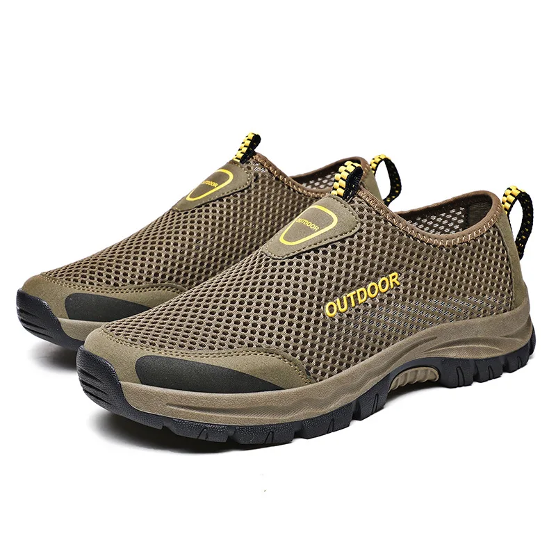 

Men's Shoes Outdoor Casual Shoes Non-slip Climbing Hiking Shoes Mesh Hollow Water Shoe Loafers Breathable Slip on Male Sneakers