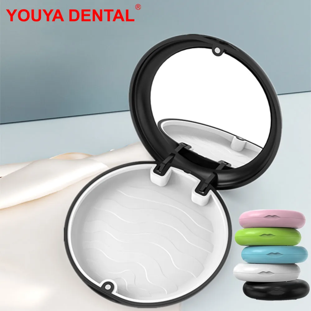 

Dental Orthodontic Retainer Case For Teeth Denture Box With Mirror Braces Retainer Case Magnetic Travel False Tooth Storage Box