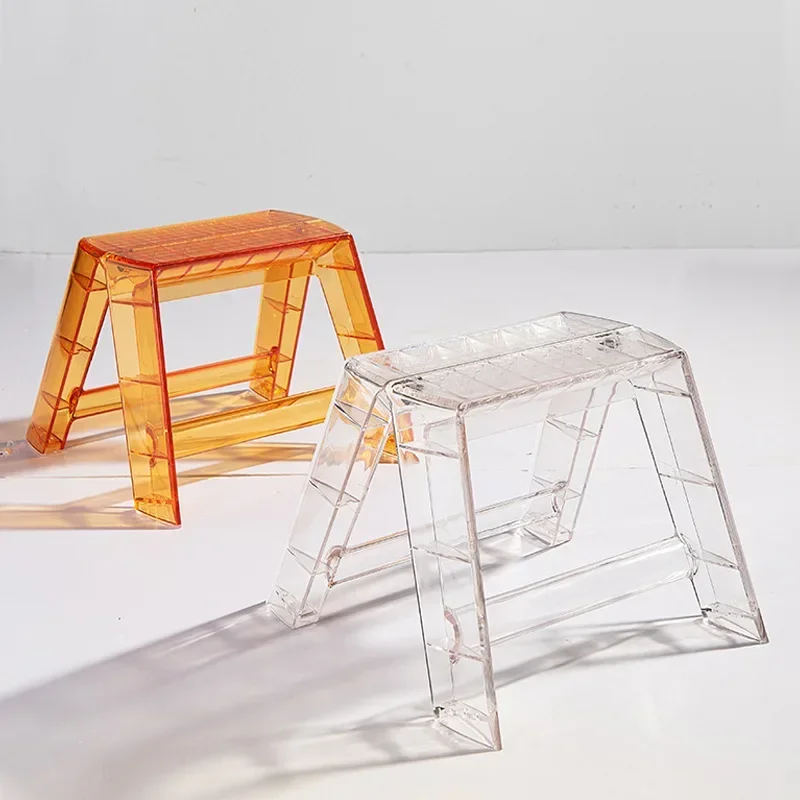 

Nordic Personalized Creative Bench Net Red Small Shelf Simple Modern Multi-function Household Transparent Folding Ladder