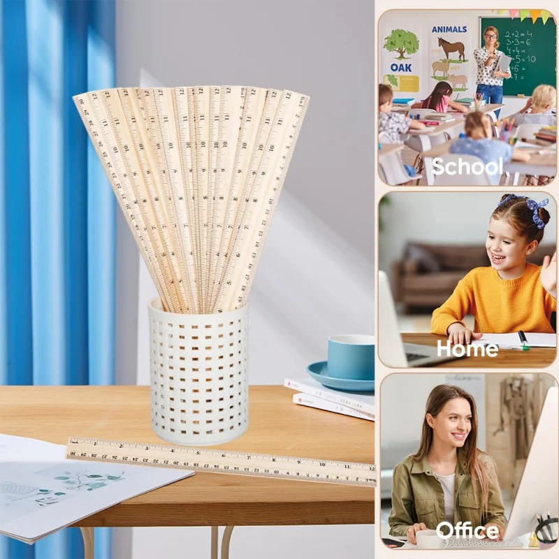 20 peças régua de madeira de 12 polegadas - réguas de medição de 2 escalas com centímetros e polegadas crianças adultos estudantes suprimentos - 30