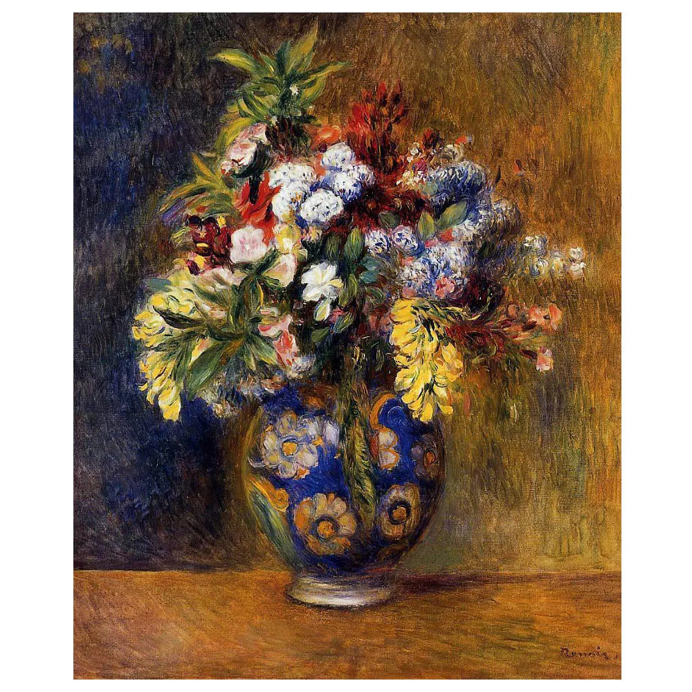 

Hand painted high quality reproduction of Flowers in a Vase by Renoir flower oil painting modern home wall decor picture