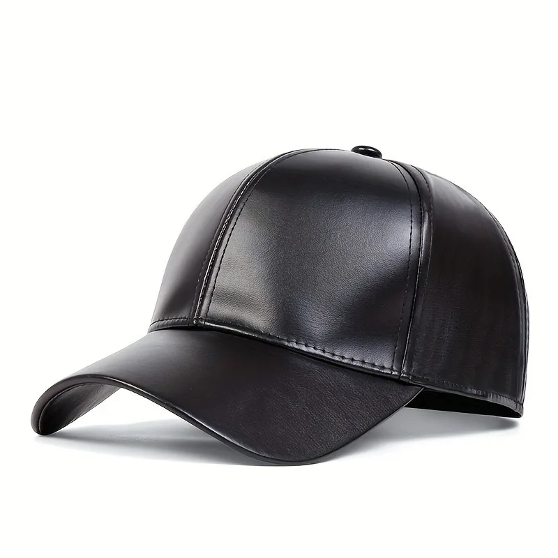 PU Leather Baseball Cap Adjustable Women Men Hat  Magic Tape Visor Light Board Black Hip Hop Cap Outdoor Sun Hat Sports Luxury