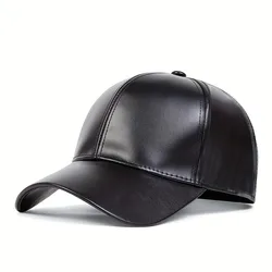 PU Leather Baseball Cap Adjustable Women Men Hat  Magic Tape Visor Light Board Black Hip Hop Cap Outdoor Sun Hat Sports Luxury