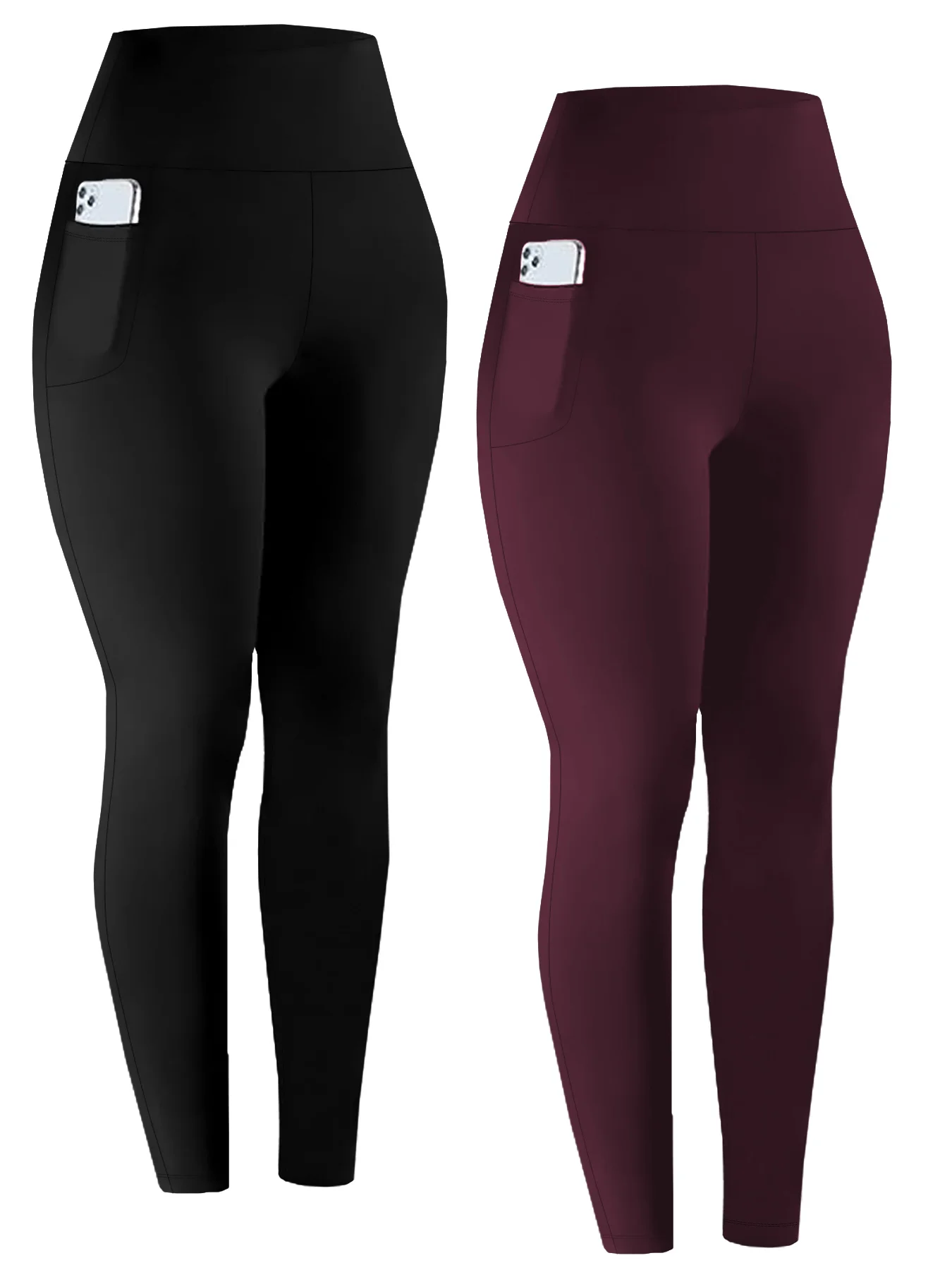 

2 Pack Super Soft Sports Leggings With Pockets For Women High Waisted Workout Yoga Running Tight Pants Push Up Gym Fitness