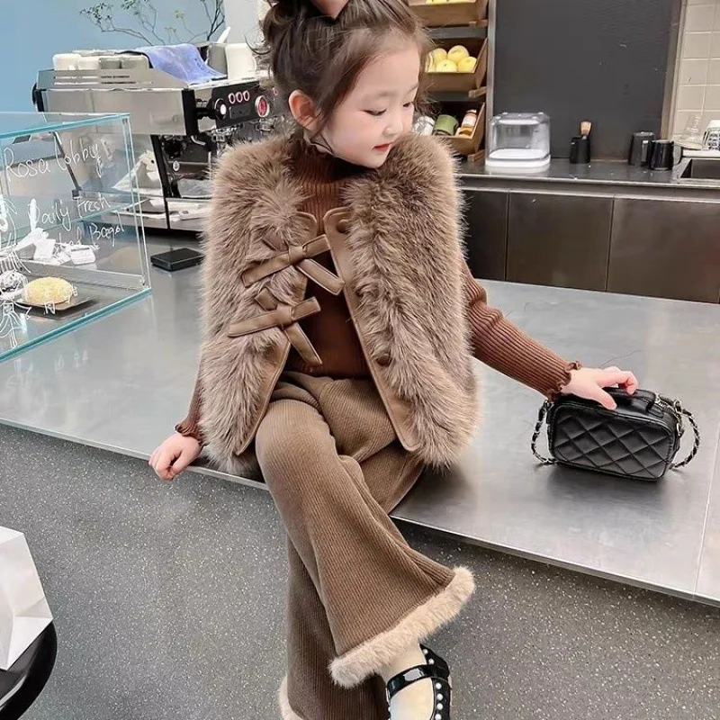 Baby Girl Suit Clothes Autumn and Winter2024New Western Style Winter Internet Celebrity Girl\'s Clothing