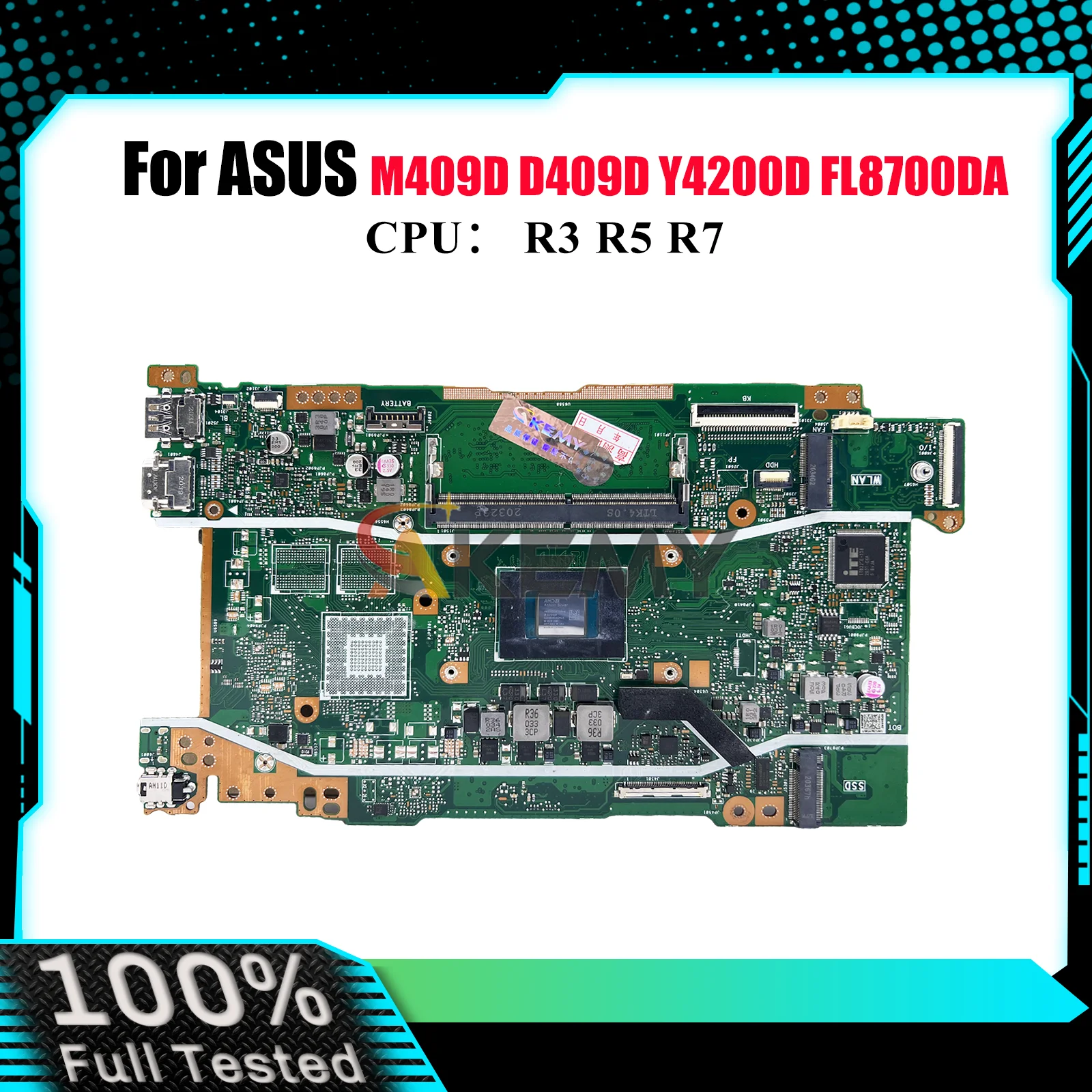 

X409DA Laptop Motherboard For ASUS X409DAP X409D X409DL D409D Y4200D M509D X409DJ M409D FL8700DA D509D Mainboard W/ R3 R5 R7 CPU