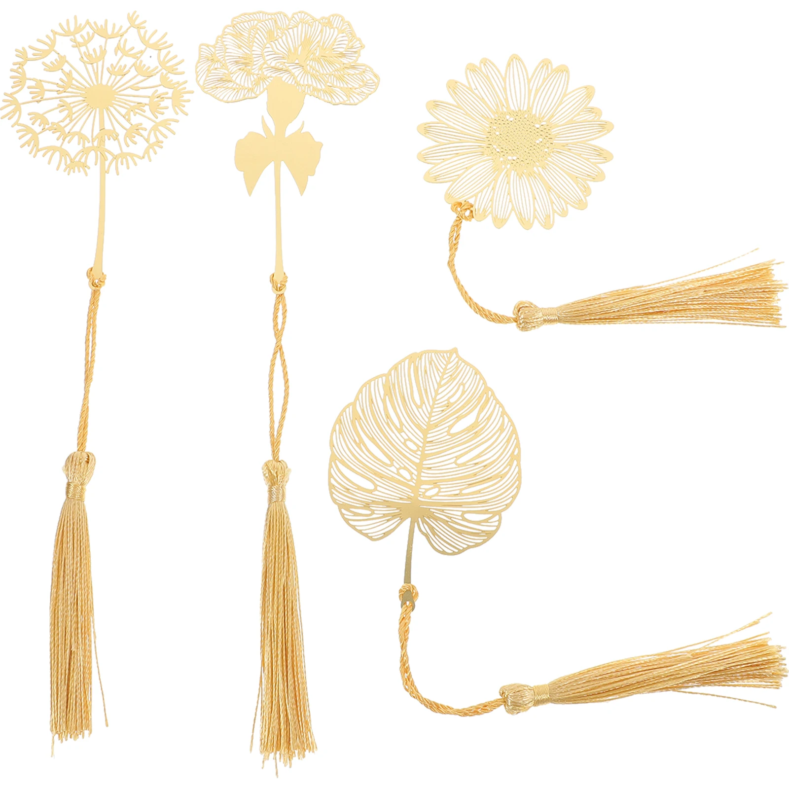 4pcs Retro Metal Tassel Bookmark Hollow Design Decorative Delicate Bookmarks For Women Unique Pendant Bookmark Novelty Book