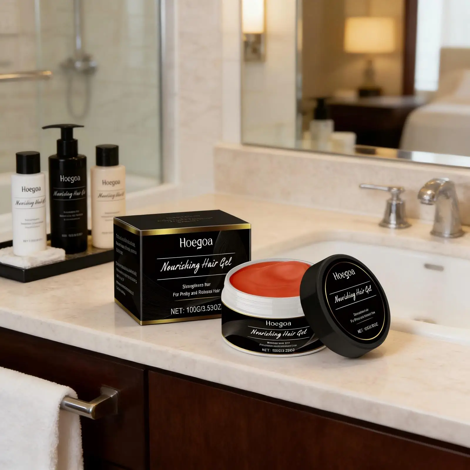 

Hoegoa Strengthening Hair Gel Citrus Soft Smooth Moisturizing Hair Care Anti Frizz Non-greasy Castor Oil Glitter Hair Gel 100g