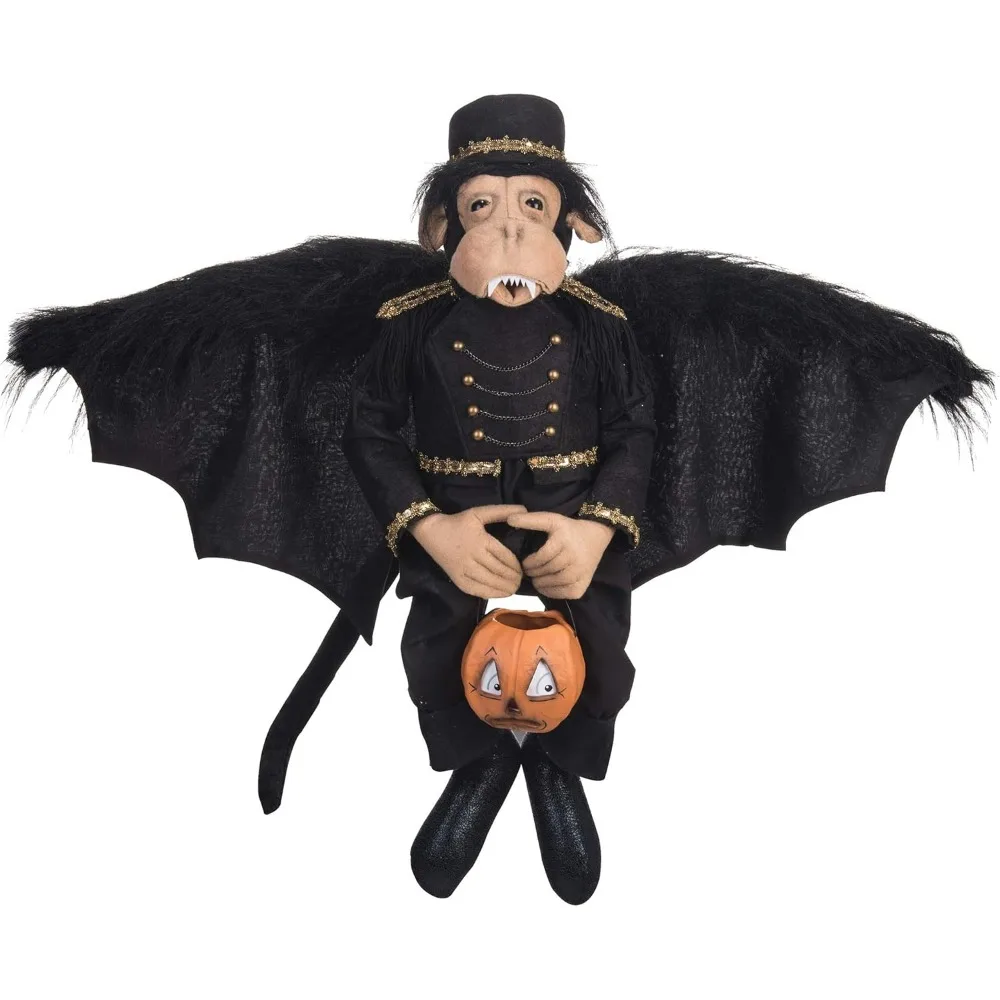 

II Halloween Macbeth Flying Monkey Pumpkin Large Folk Art Doll Collectible, Joe Spencer Gathered Traditions Fall Autumn Harvest