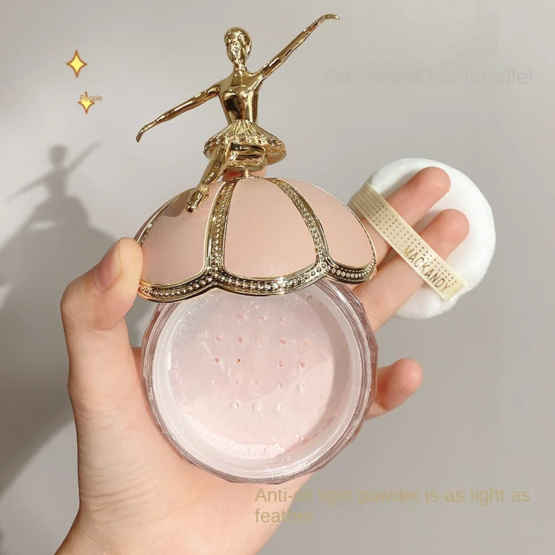 Large Capacity Ballet Small Gold Statue Finishing Powder Waterproof and Sweatproof Makeup Long Lasting Oil Control Face Powder