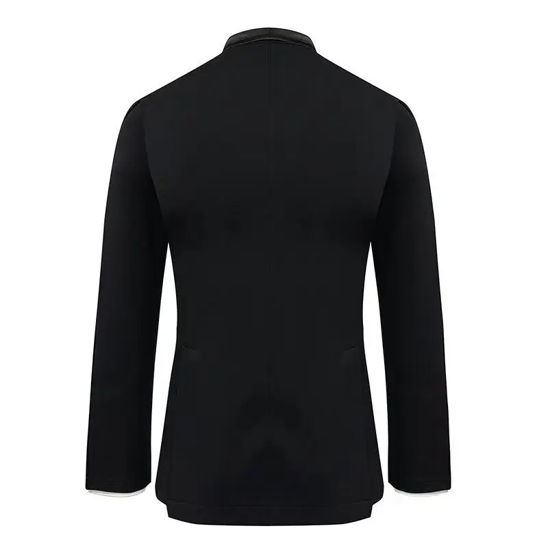 Elastic Black Ballroom Dance Suit V Neckline Competition Coat Male Waltz Dance Performance Clothing Standard Dance Wear DNV26520