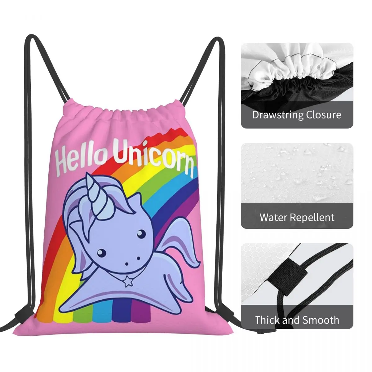 Hello Unicorn zaini moda borse portatili con coulisse borsa con coulisse tasca articoli vari borsa BookBag per la scuola di viaggio