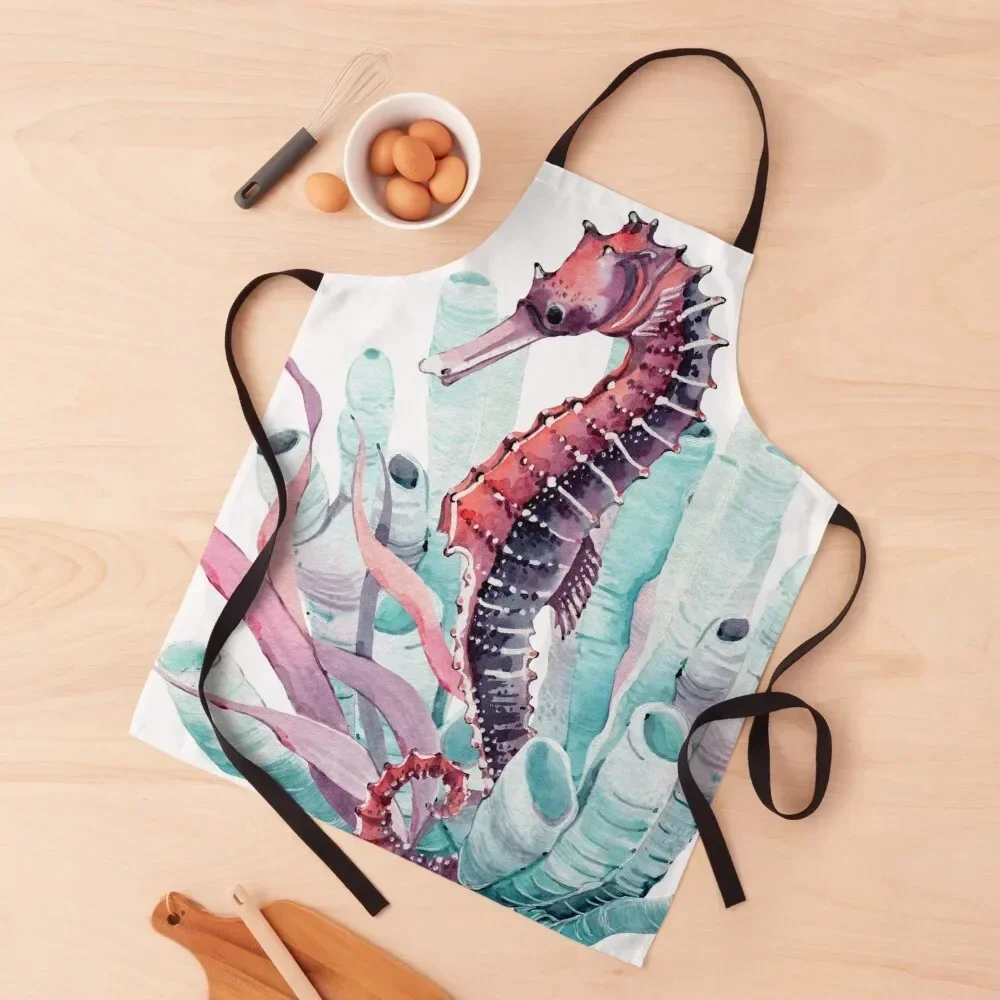 Watercolor Seahorse Apron Waterproof Kitchen Woman Waterproof women Men gift men Apron