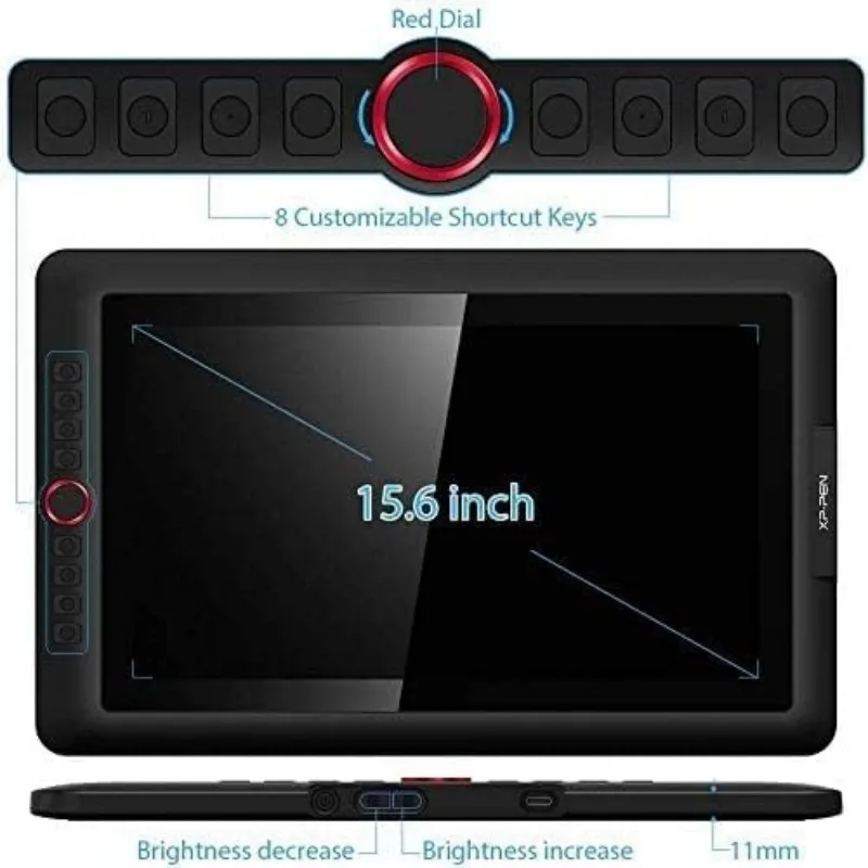 15.6 Inch Drawing Tablet with Screen XPPen Artist 15.6 Pro Tilt Support Graphics Tablet Fully Laminated Red Dial (120% sRGB)