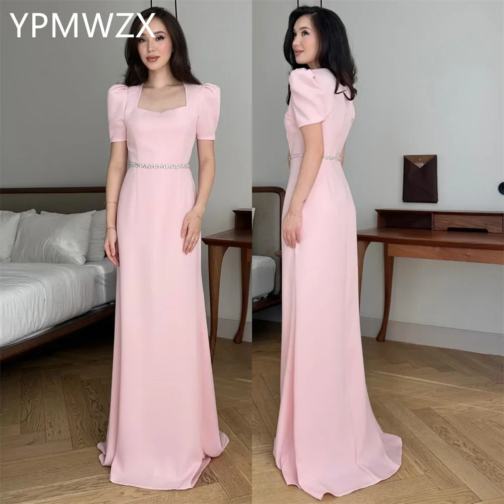 

Customized Evening Dress Women Prom Gown Party Occasion YPMWZX Jewel Column Floor Length Skirts Vertically Bespoke Dres