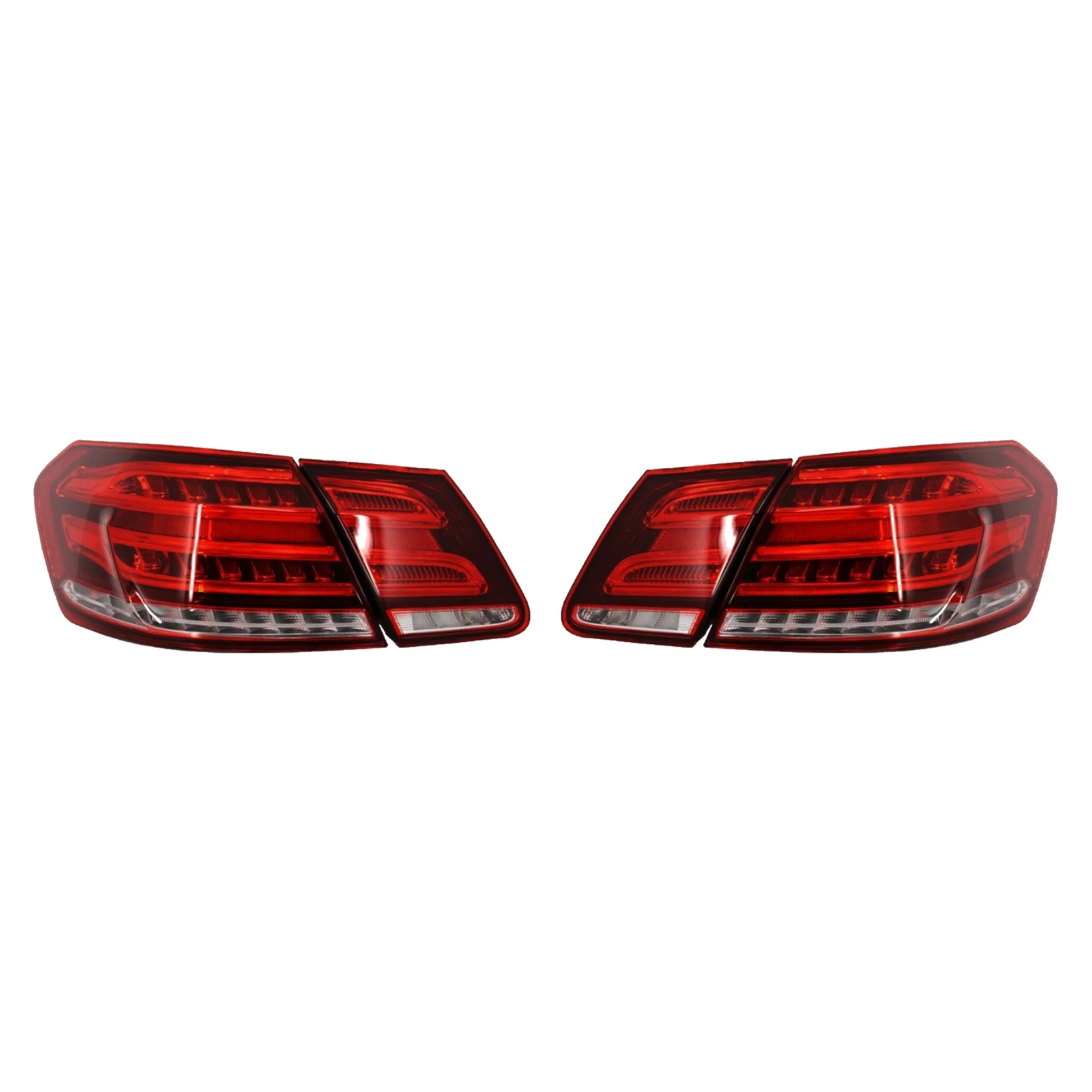 LED-Style Tail Lights for Mercedes-Benz E-Class W212 E350 2014-2016 Rear Brake Stop Lamps Left & Right Side Red Clear Lens