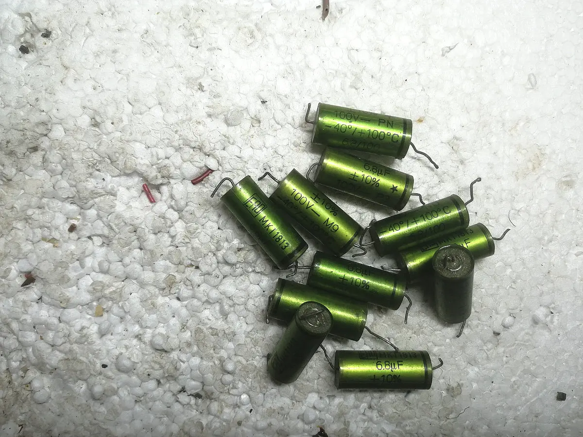 10PCS Second-hand disassembled ERO MKT1813 series transparent head 100V 6.8UF coupling crossover variable capacitor 12*31MM