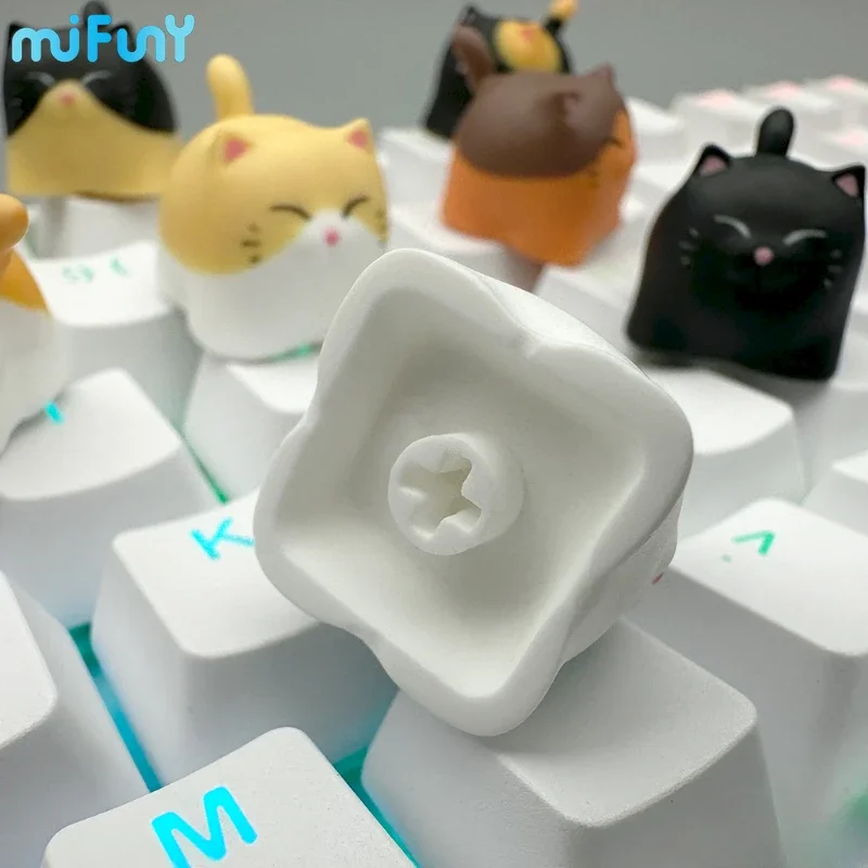 Imagem -03 - Animal Original Modeling Cat Keycap Bonito Cap Teclado Artesanal Resina Personalidade Acessórios Teclado Mecânico Presente