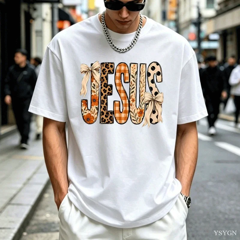 Jesus Fall Halloween T Shirts Trendy Autumn T-Shirt Casaul Round Neck Christian Faith Polka Dot Jesus Tshirts Men Women Round