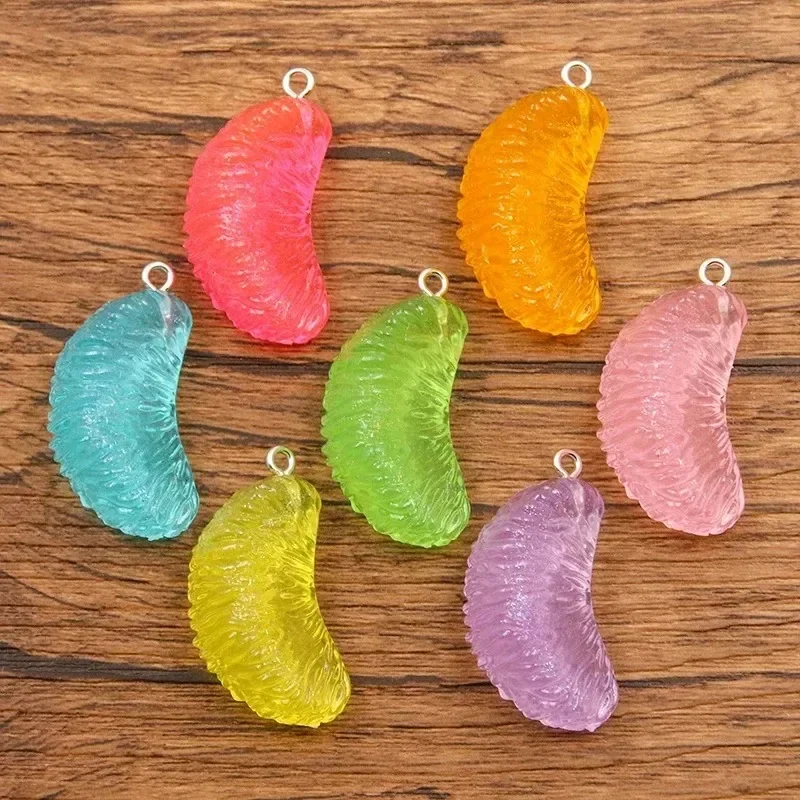 10Pcs 18X33MM Tangerine Fruit Acrylic Charms Mixed 7 Colors Pendants For Handmade Earrings Bracelets Keychains Jewelry Supplies