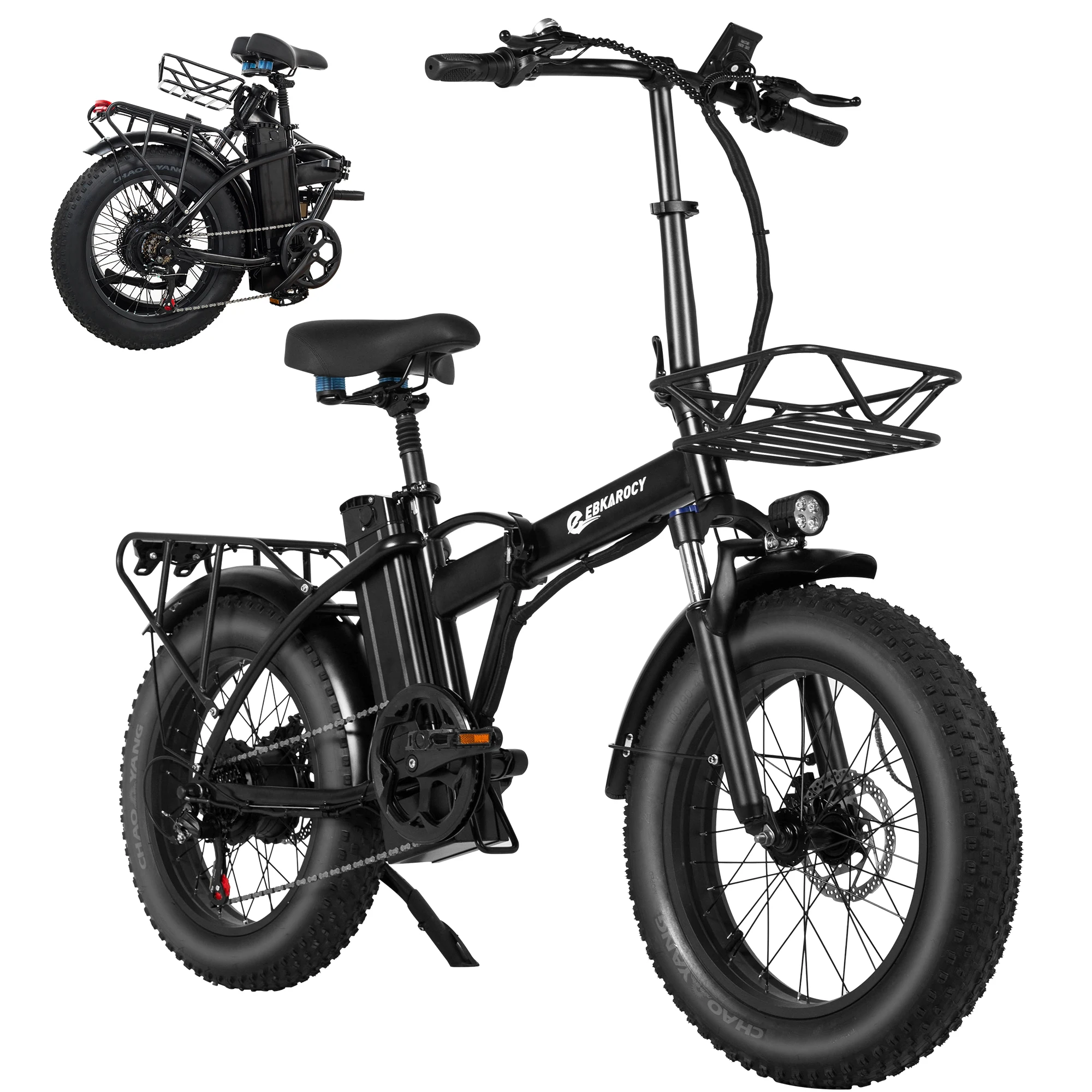 

EBKAROCY Folding Electric Bike for Adults 20" Fat Tire, 750W Motor 48V 15AH Battery, Ebike 30MPH Speed Shimano 7 Speed