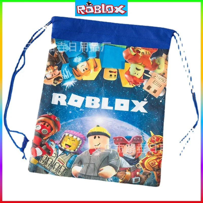 Roblox Non-woven Storage Drawstring Drawstring Drawstring Backpack Bag Schoolbag Lightening Zipper Shoulders Drawstring Bag