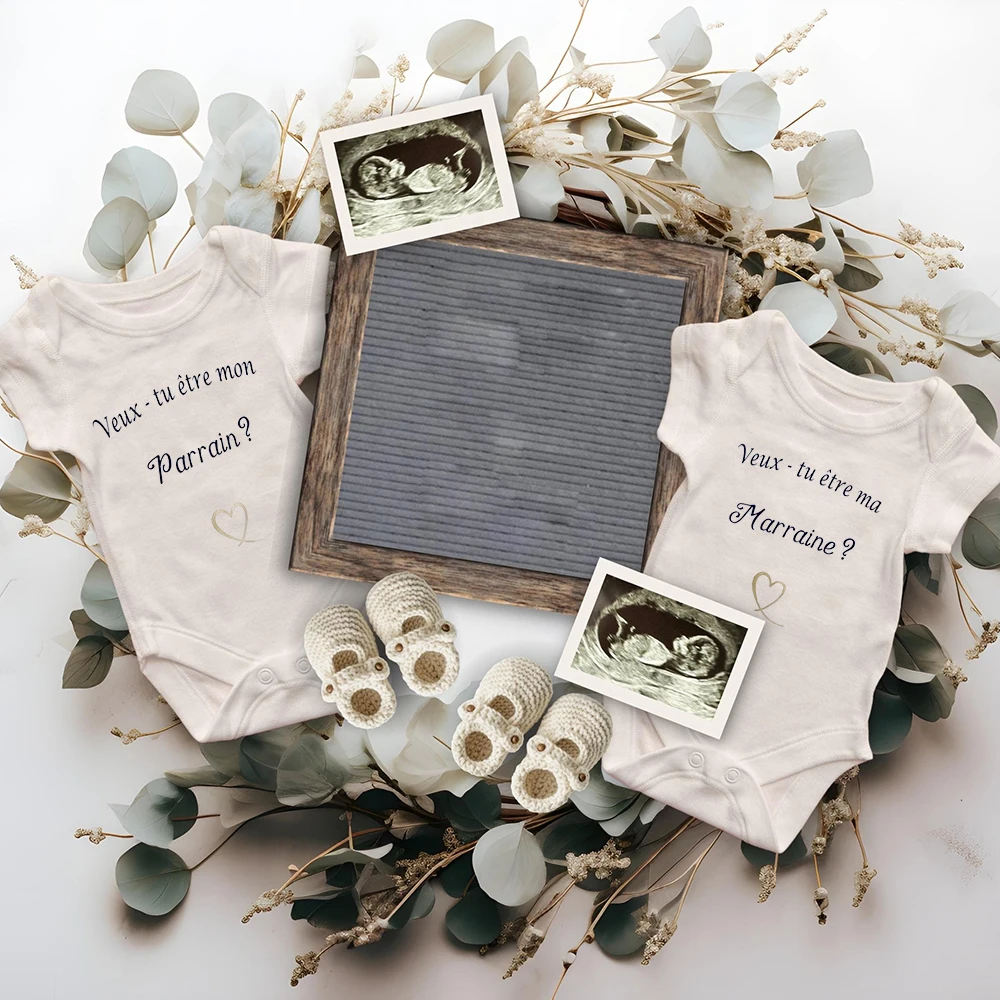 Do You Want To Be My Godmother/godfather Print Baby Romper Casual Short Sleeve Infant Bodysuit Pregnancy Announcement Clothes