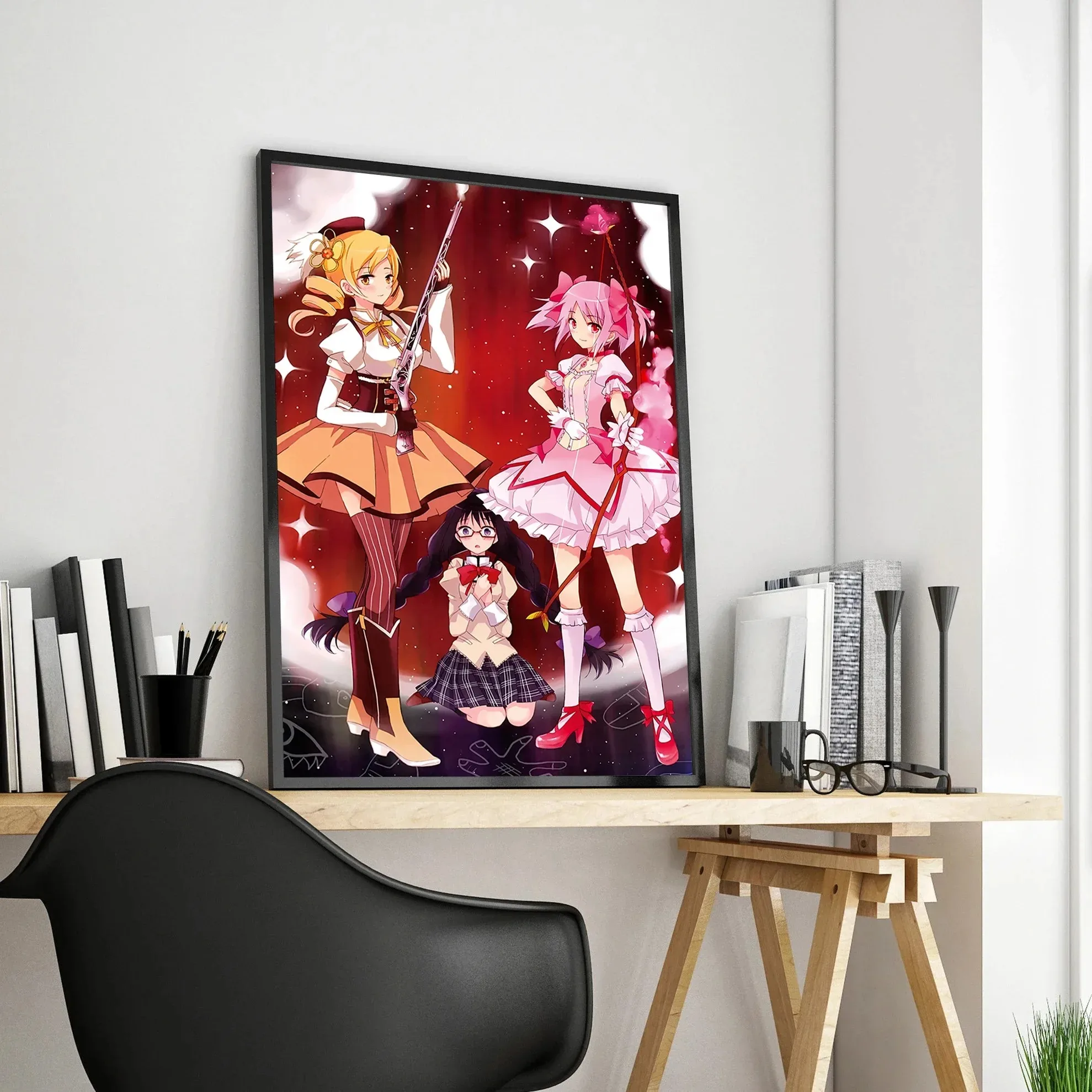 Puella Magi Madoka Magica Poster Cartoon Anime Manga Magazine Cover Girl Aesthetic Canvas Print Art Home Wall Kawaii Room Decor