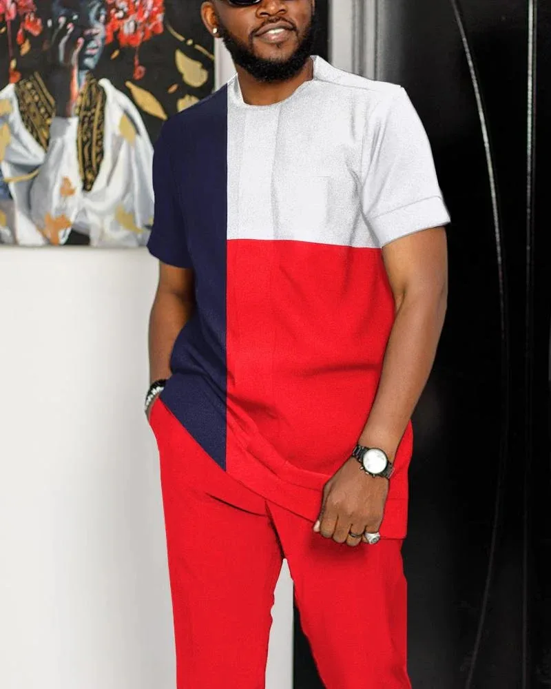 Men 2 Piece Sets Tracksuit Summer Sportwear Suit Short Sleeve T Shirt Long Pants 3D printed Casual Trend Oversized Clothes