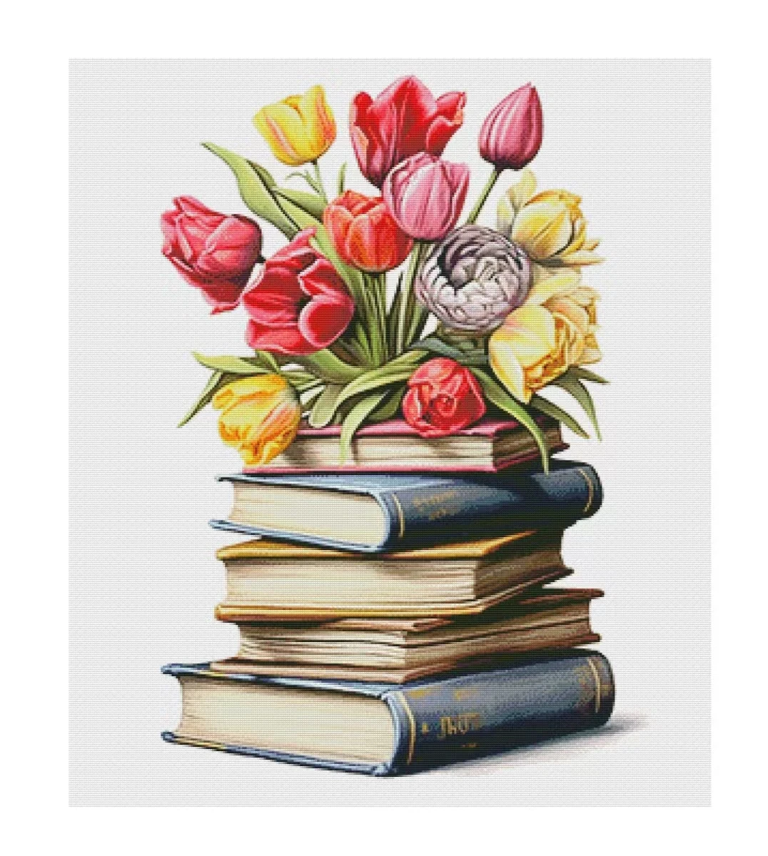 Flowers on Books Tulip 18CT 16CT 14CT Unprinted Top Quality  Cross Stitch Kits Embroidery Art DIY Handmade Needlework Home Decor