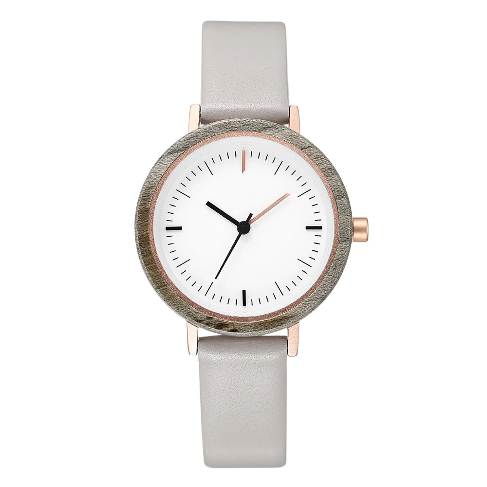 Slim Wooden Wristwatch Fine Engraved Dial Female Japan Quartz Waterproof Genuine Cowhide Strap Simple Pin Buckle Chic Watch